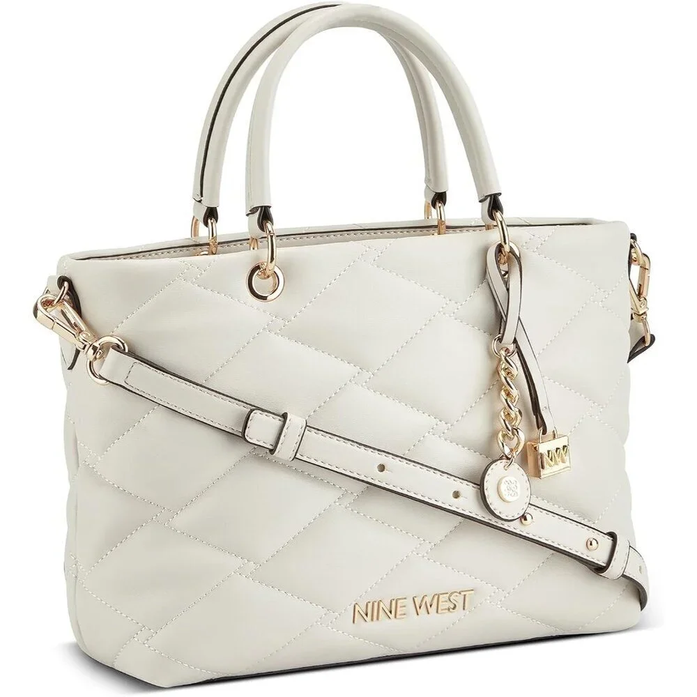 Women's Leather Satchel Bag Soft Quilt Convertible Crossbody Elegant Functional